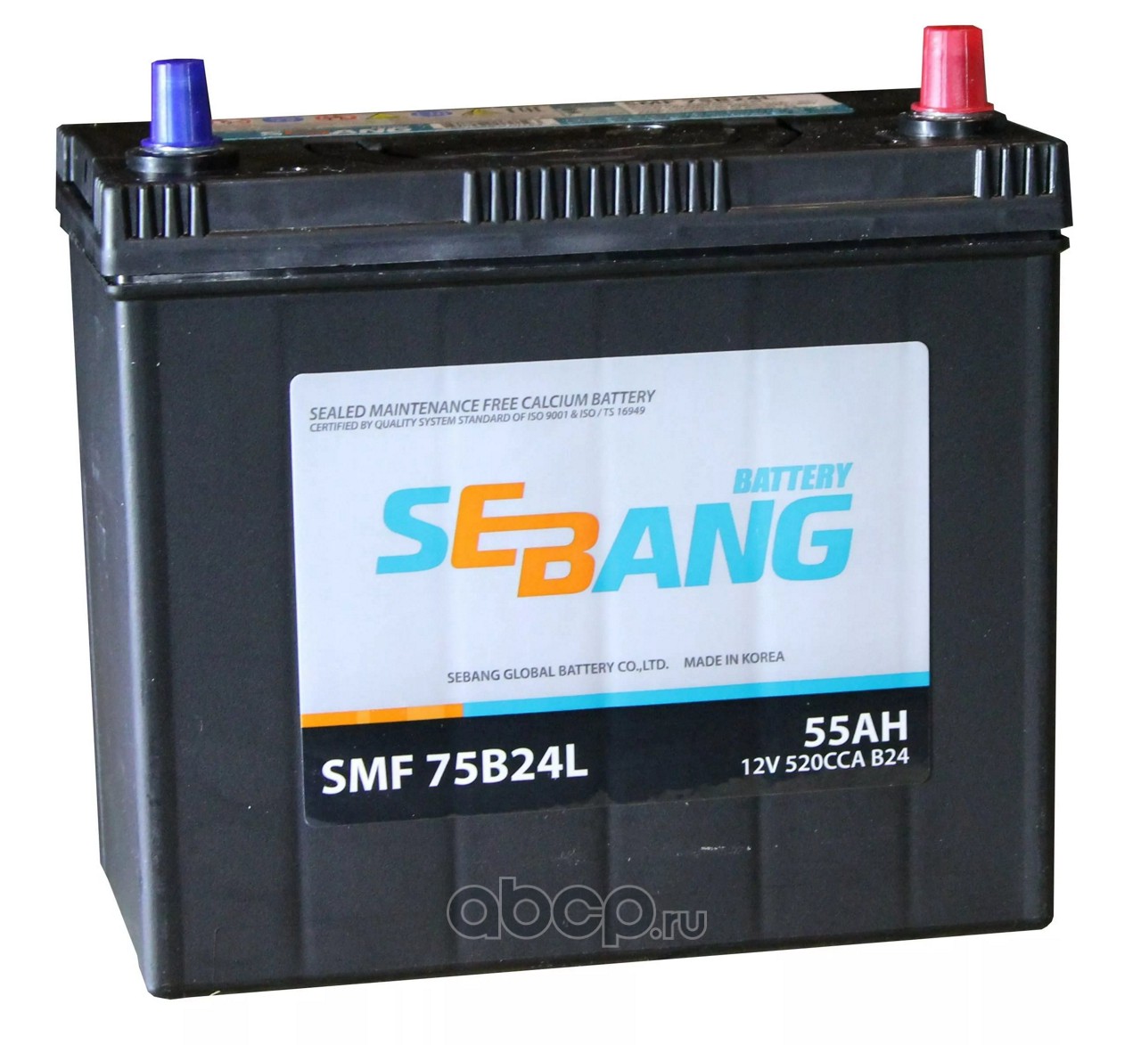 Аккумулятор SMF 55 Ач обратная R+ EN 520A, 238x129x225 75B24L SMF75B24L