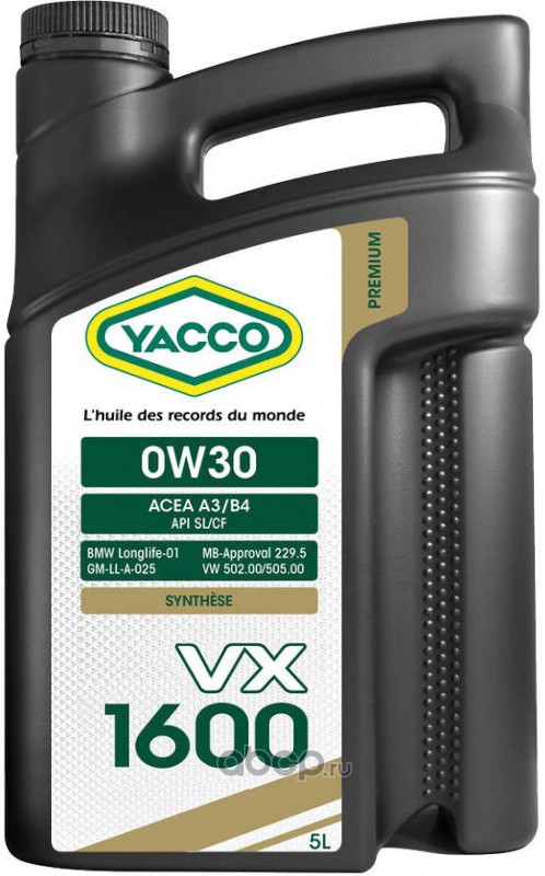 Yacco 305022 Масло моторное Синтетика 0W-30 5 л.