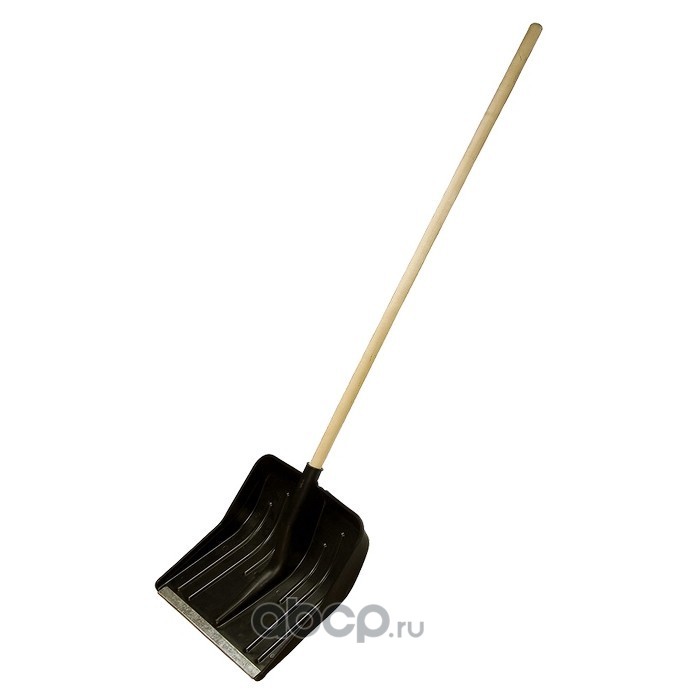 Лопата для уборки снега пластиковая, 420 х 425 х 1550 мм, деревянный черенок, Россия, Сибртех 61580