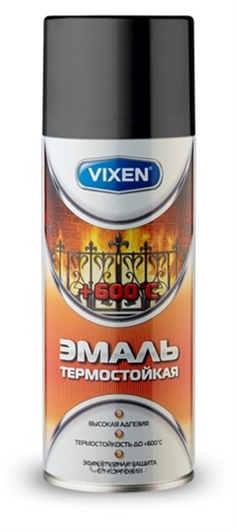 Vixen VX53002 Эмаль термостойкая, черная, аэрозоль 520 мл