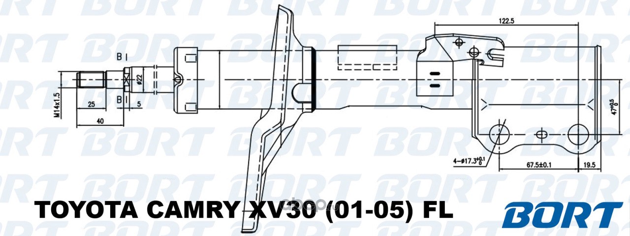 BORT G22250103L Стойка амортизационная газомасляная передняя левая для Toyota Camry V30 (01-05) FL