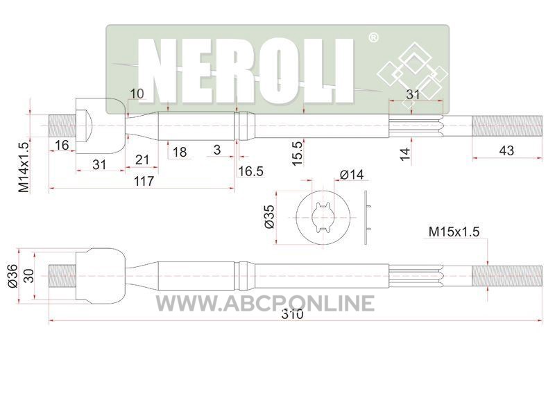 NEROLI N1A19053 Тяга рулевая TOYOTA NOAH 2WD 01-