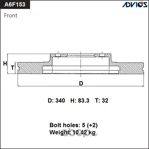 ADVICS A6F153B Диск тормозной пер. ADVICS
