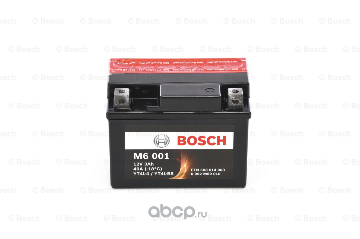 Bosch 0092M60010 АКБ 3А/ч 30А 12в обратная полярн. болтовые мото клеммы