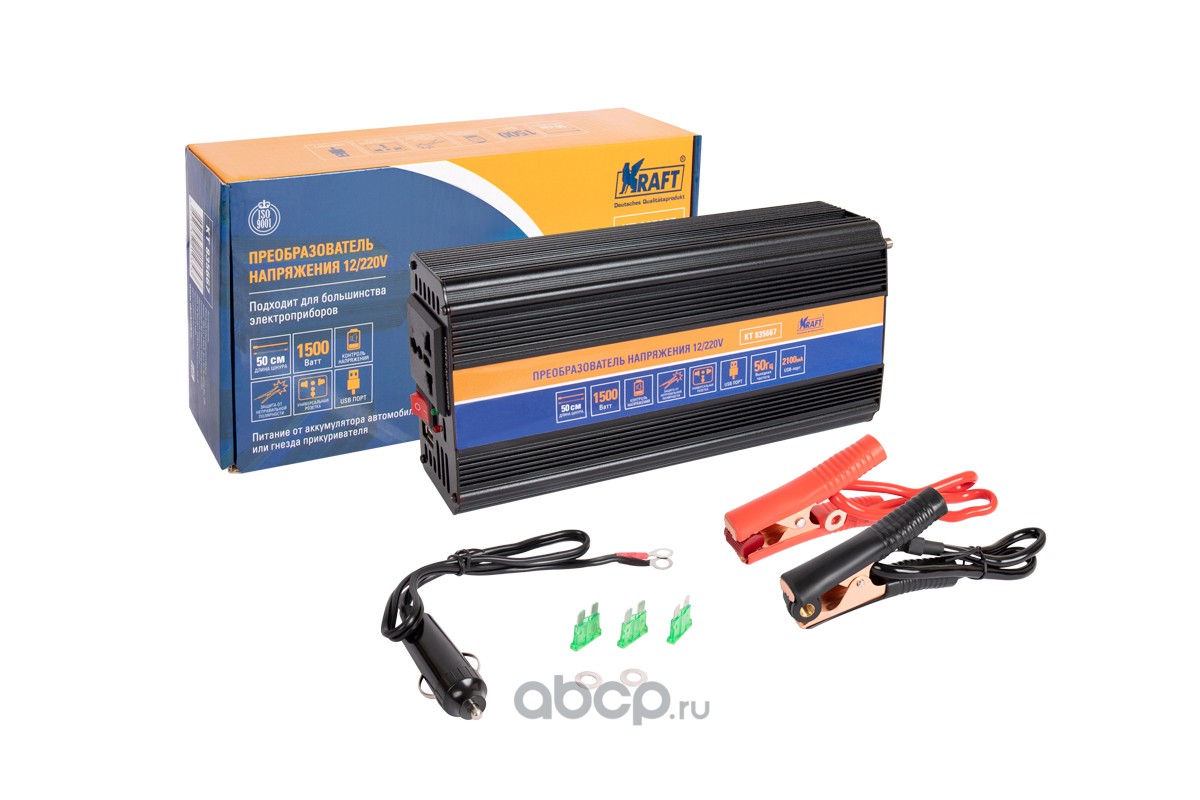 KT835667 Kraft Инвертор автомобильный 12/220V P=1500W