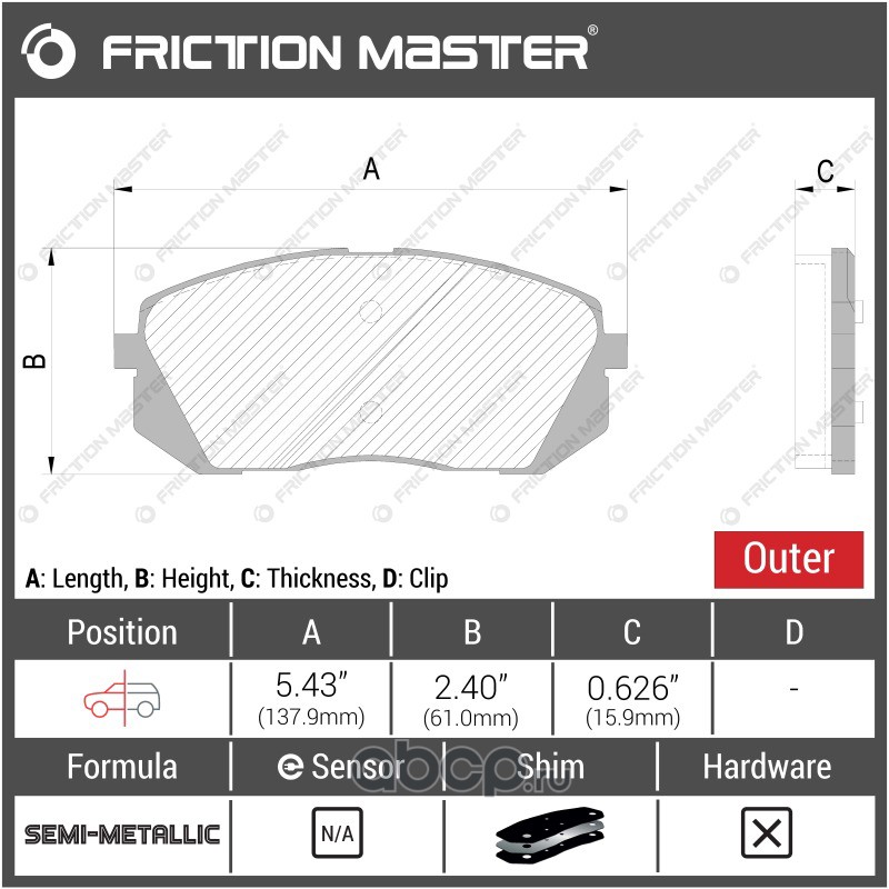 Friction Master MKD1295 Колодки тормозные дисковые