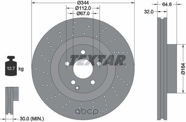 Textar 92224605 Тормозной диск высокоуглеродистый с покрытием PRO+