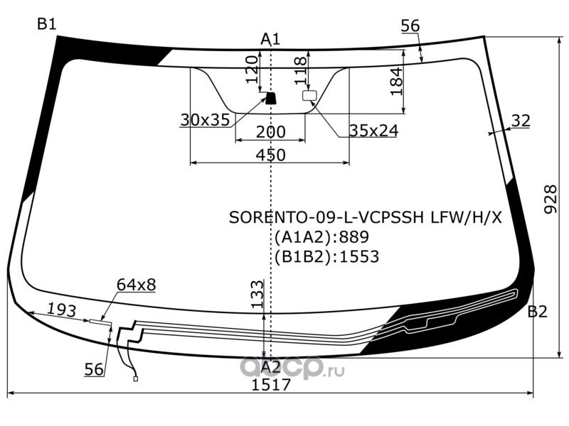 Стекло лобовое с обогревом щеток дд mitsubishi pajero 3 5d 06