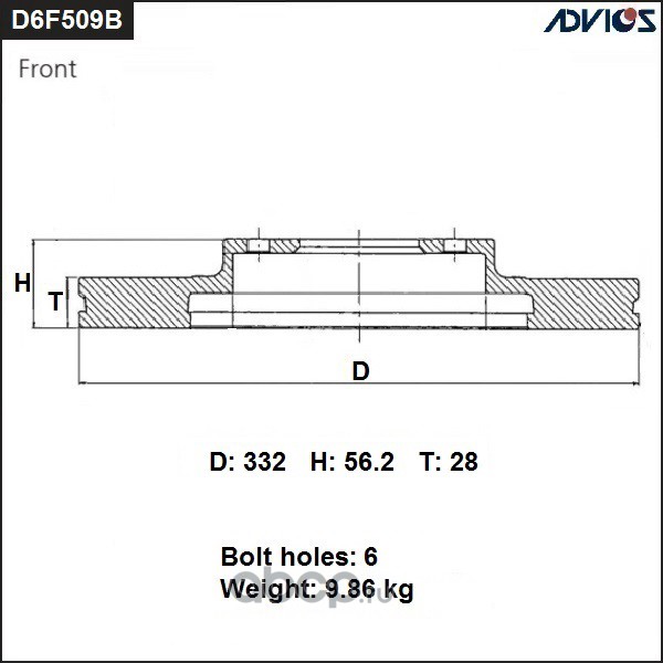 ADVICS D6F509B Диск тормозной пер. ADVICS