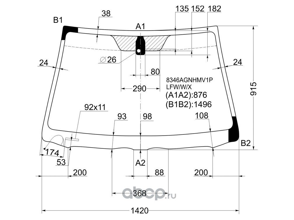 Размер лобового стекла авенсис