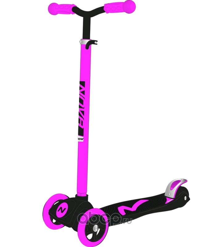 NOVATRACK 120NRAINBOWPN20 Самокат 3-х колесный 120/80 мм Кикборд детский RainBow пластиковый не складной 60 кг розовый