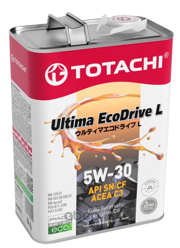 TOTACHI 12104 Масло моторное Ultima EcoDrive L Fully Synthetic SN/CF 5W-30 синтетическое 4 л 4562374690929