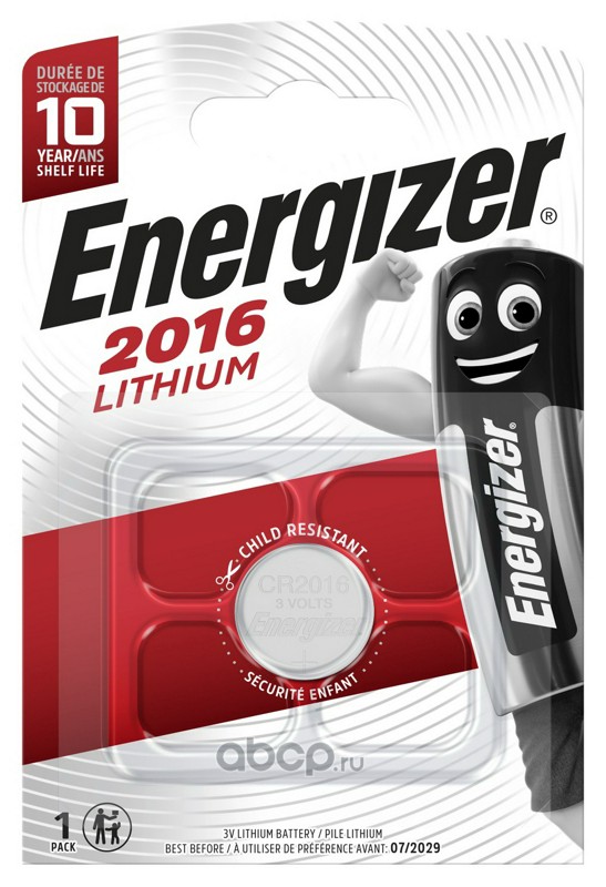 Energizer E301021802 Батарейка литиевая Lithium CR2016 3 В упаковка 1 шт.