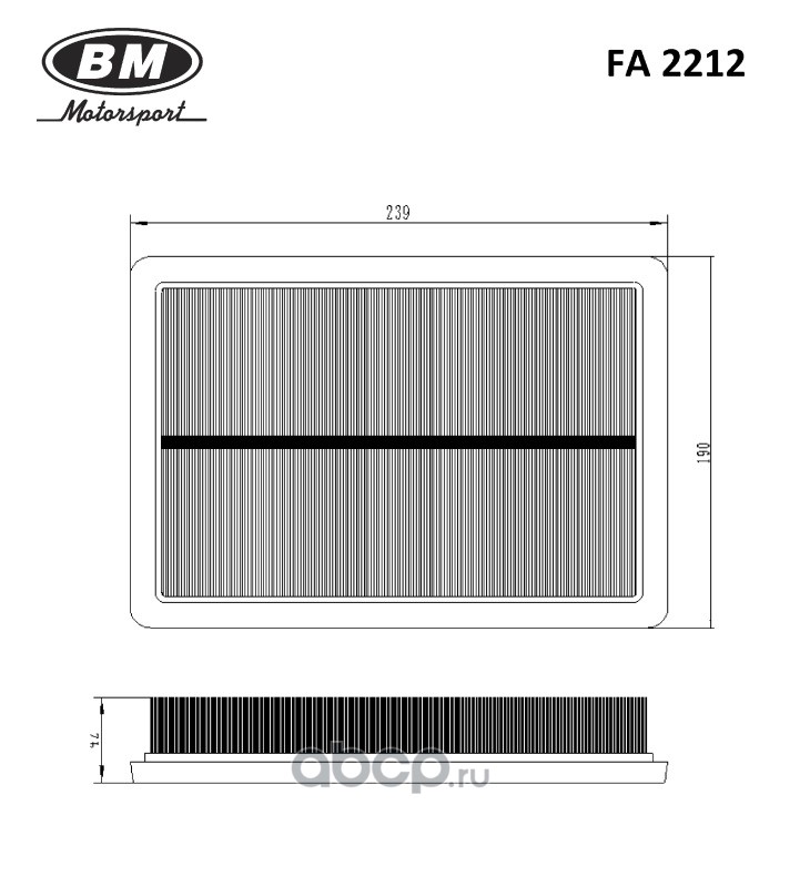 BM-Motorsport FA2212 Фильтр воздушный HYUNDAI: Sonata IV KIA