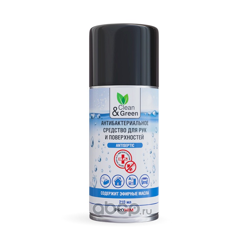 Clean&amp;Green CG8008 Антибактериальное средство для рук и поверхностей (аэрозоль) 210 мл Clean&amp;Green