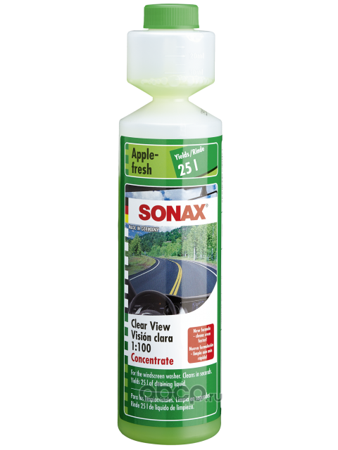 Sonax 372141 Жидкость в бачок омывателя стекол 1:100 яблоко, 0.25 л.
