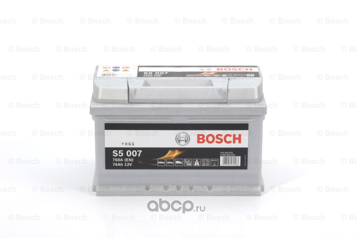 Bosch 0092S50070 Аккумулятор Silver Plus 74 А/ч обратная R+ 278x175x175 EN750 А
