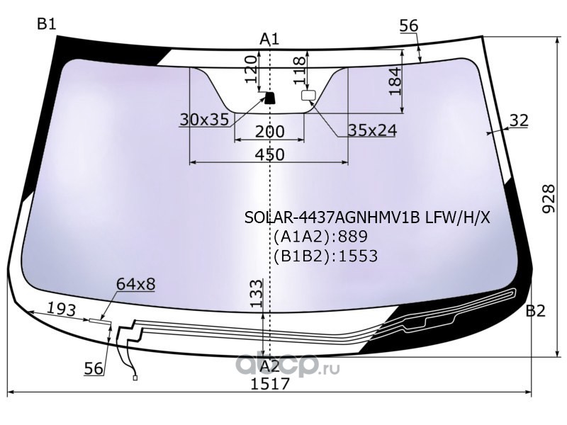 Стекло лобовое с обогревом щеток дд mitsubishi pajero 3 5d 06