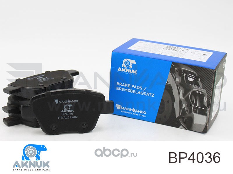 AKNUK BP4036 Колодки тормозные дисковые задние OCTAVIA II (1Z3) 1.6 TDI AKNUK