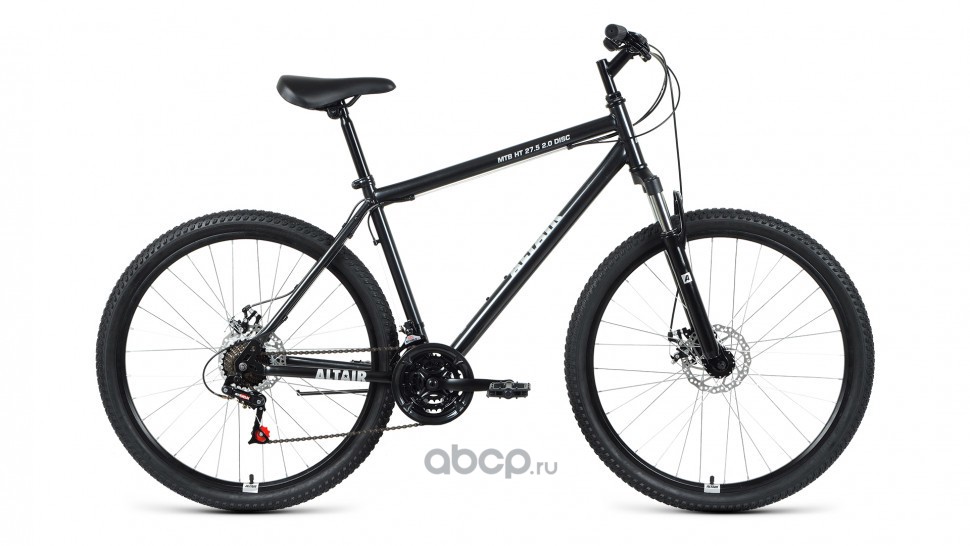 Велосипед ALTAIR MTB HT 27,5 2.0 disc (27,5 21 ск. рост 17) 2020-2021, черныйсеребристый RBKT1MN7Q008