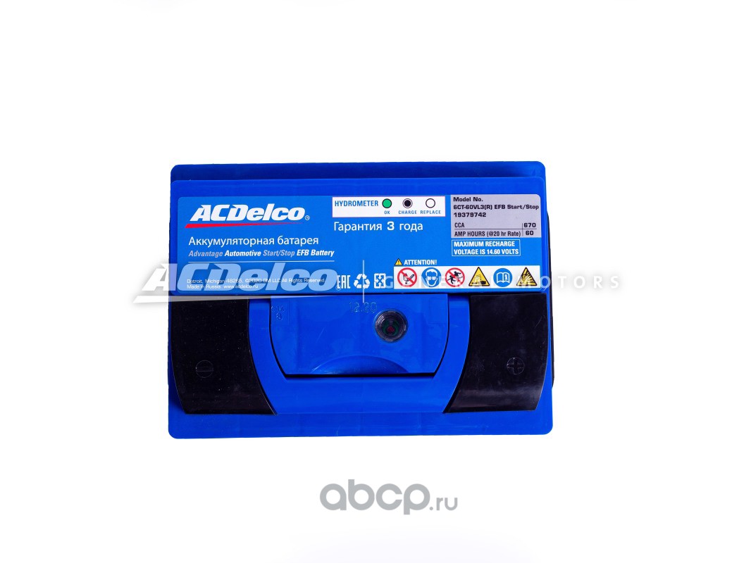 ACDelco 19379742 ACDelco GM Advantage АКБ 6СТ-60-З-R Обратная Полярность