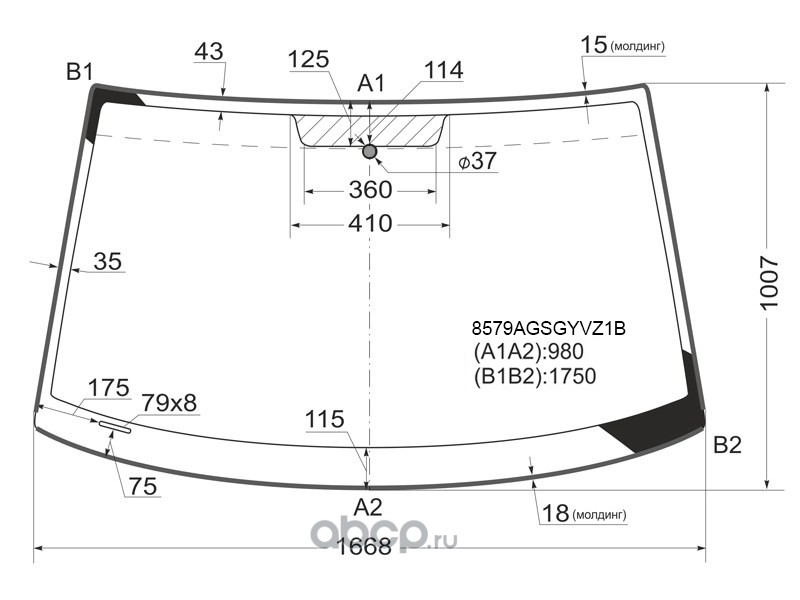 Размер лобового стекла классика