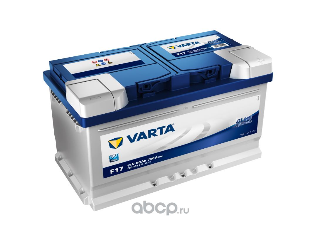 Купить 580406074 Varta 580 406 074 Аккумулятор Blue Dynamic 80 А/ч обратная  R+ F17 315x175x175 EN740 А и аналоги