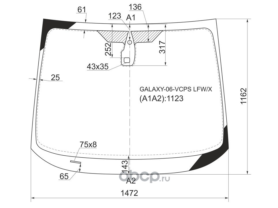 Размер лобового стекла классика