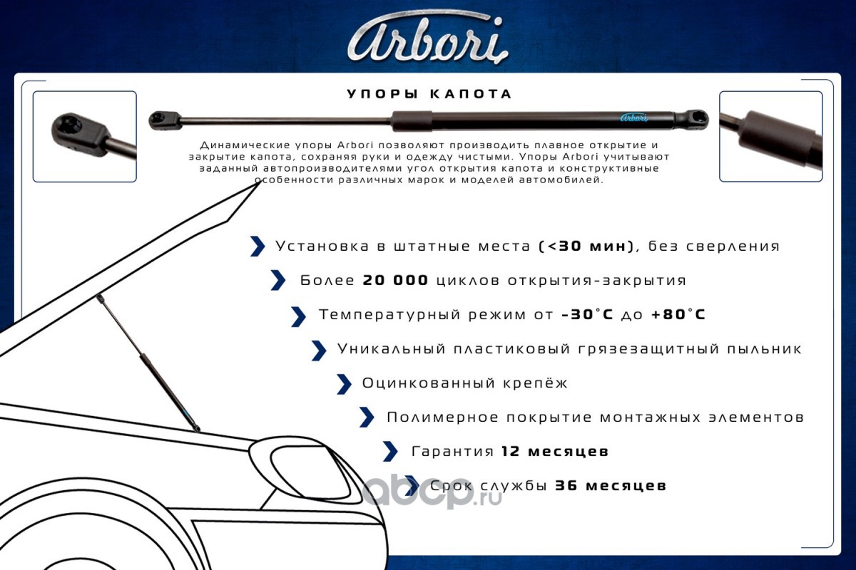 Купить Упоры капота для NISSAN Qashqai (J11), 2019-, к-т 2 шт