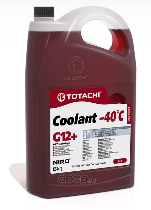 TOTACHI 43105 антифриз NIRO COOLANT Red -40C G12+ Красный 4.5л.