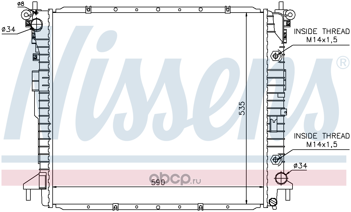 Радиатор охлаждения двигателя nissens