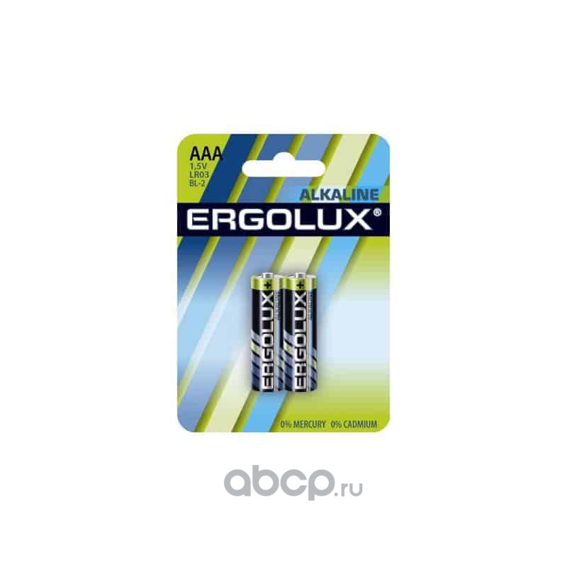 ERGOLUX LR03BL2 Батарейка алкалиновая AAA 1,5 В упаковка 2 шт.