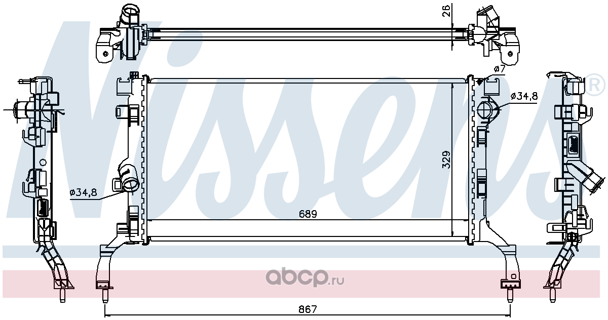 Радиатор охлаждения двигателя nissens