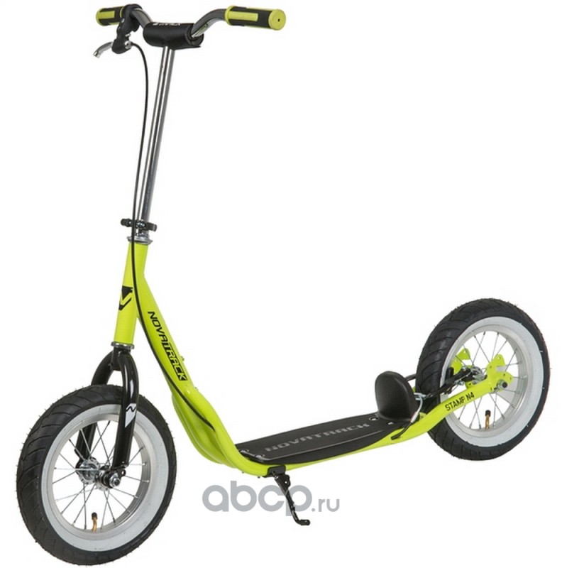 NOVATRACK 12STAMPN4LM20 Самокат внедорожный Novatrack STAMP N4, ручной тормоз V-brake, мягкая накладка на руле, дропаут, зел Novatrack 12STAMPN4.LM20
