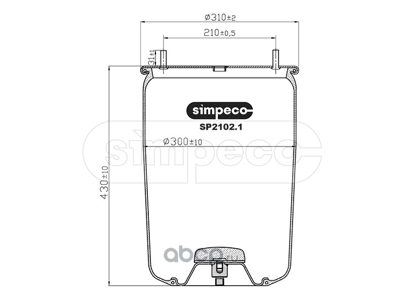 SIMPECO SP21021010 Пневморессора (без стакана) BPW о.н.0542941010 (SP2102.1010)