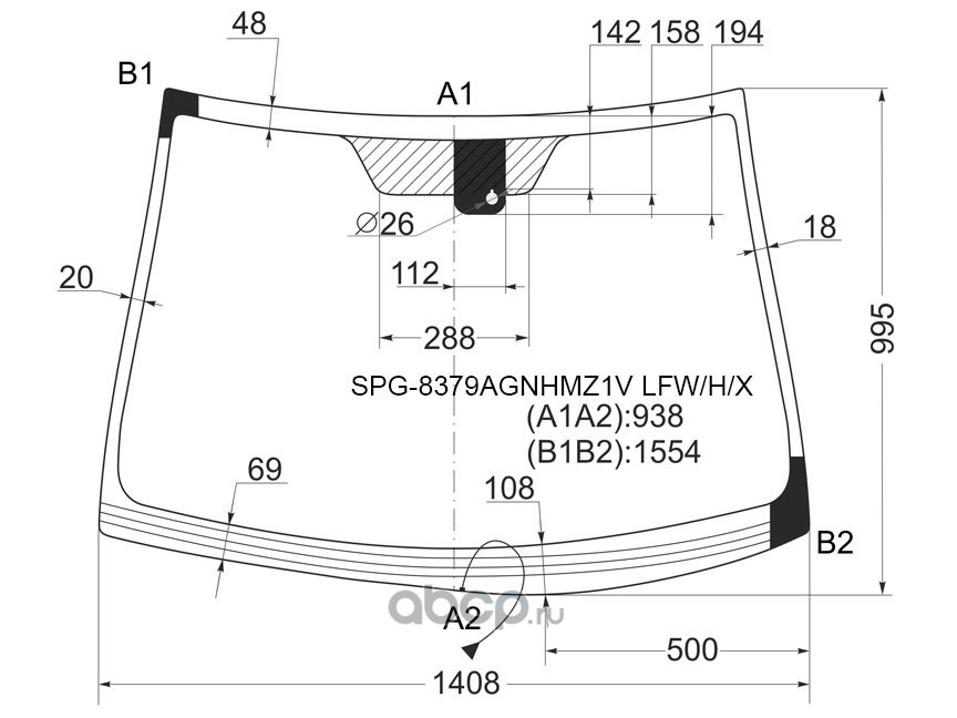 Размер лобового стекла авенсис