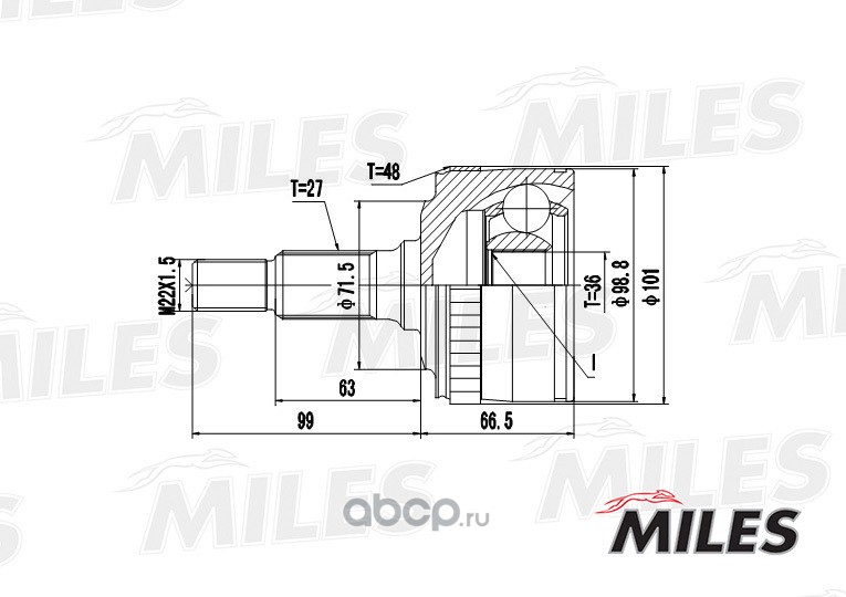 Miles GA20245 Шарнирный комплект, приводной вал