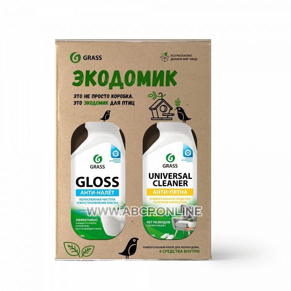 GraSS 800477 Универсальный набор (4 предмета) для уборки №1 Wc-Gel, Clean Glass, Gloss, Universal Cleaner