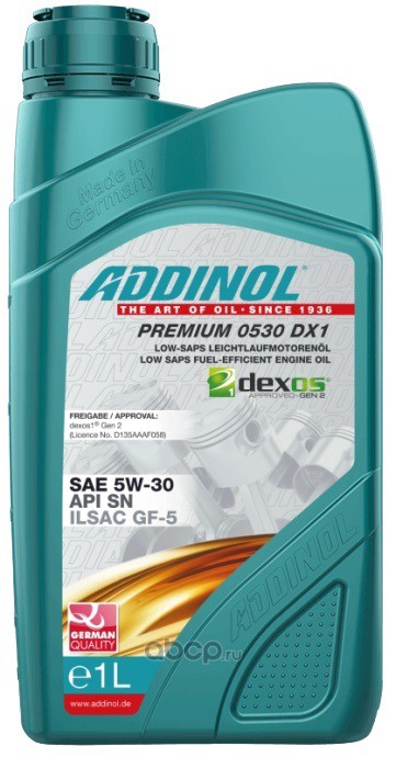 ADDINOL 4014766074829 Масло моторное ADDINOL Premium 0530 DX1 синтетика 5W-30 1 л.
