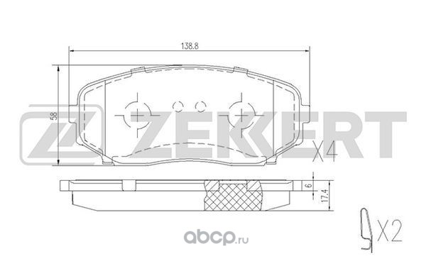 Zekkert BS1228 Колодки торм. диск. передн. Mazda CX-7 07-, CX-9 06-