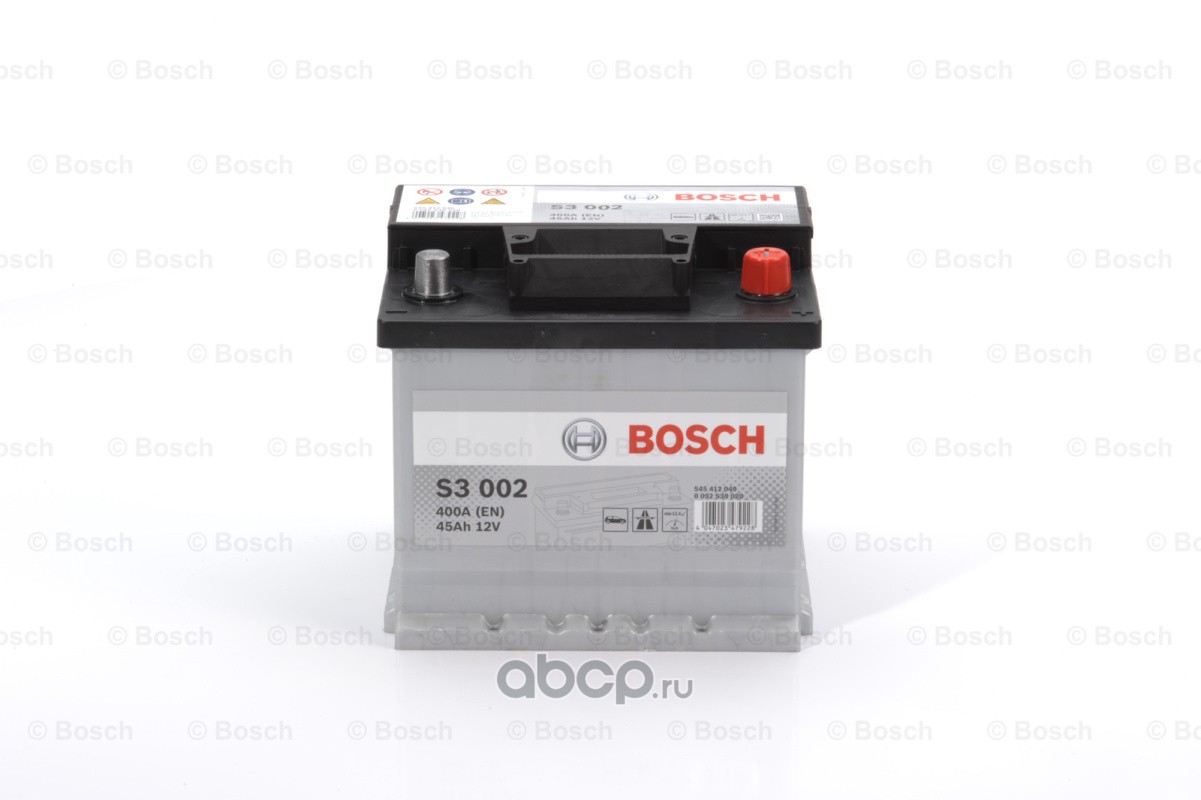 Bosch 0092S30020 Батарея аккумуляторная 45А/ч 400А 12В обратная поляр. стандартные клеммы