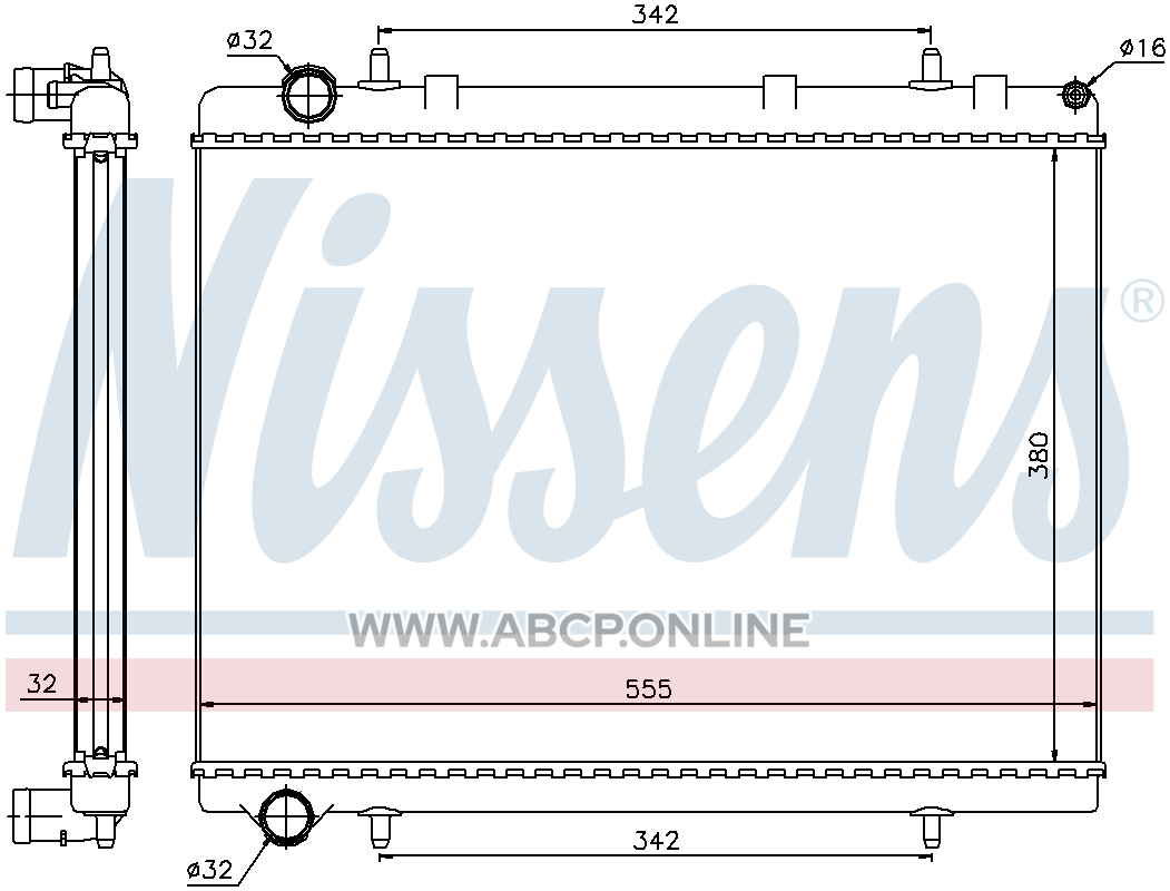 Nissens 63601 Радиатор основной CITROEN C4 Grand Picasso mot.1,8/2,0L 16V