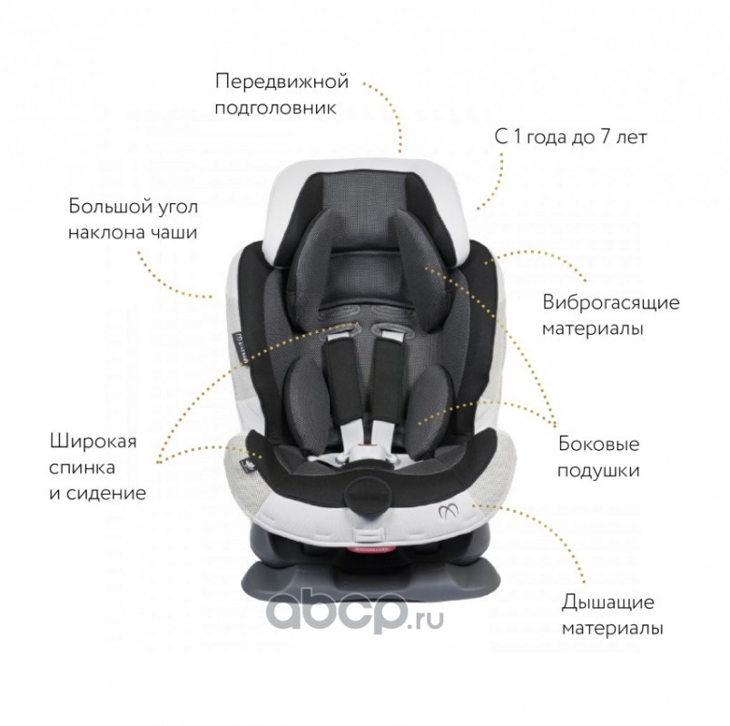 AILEBEBE ALC460E Кресло детское автомобильное Swing Moon Premium, группа 1/2, черно-серое