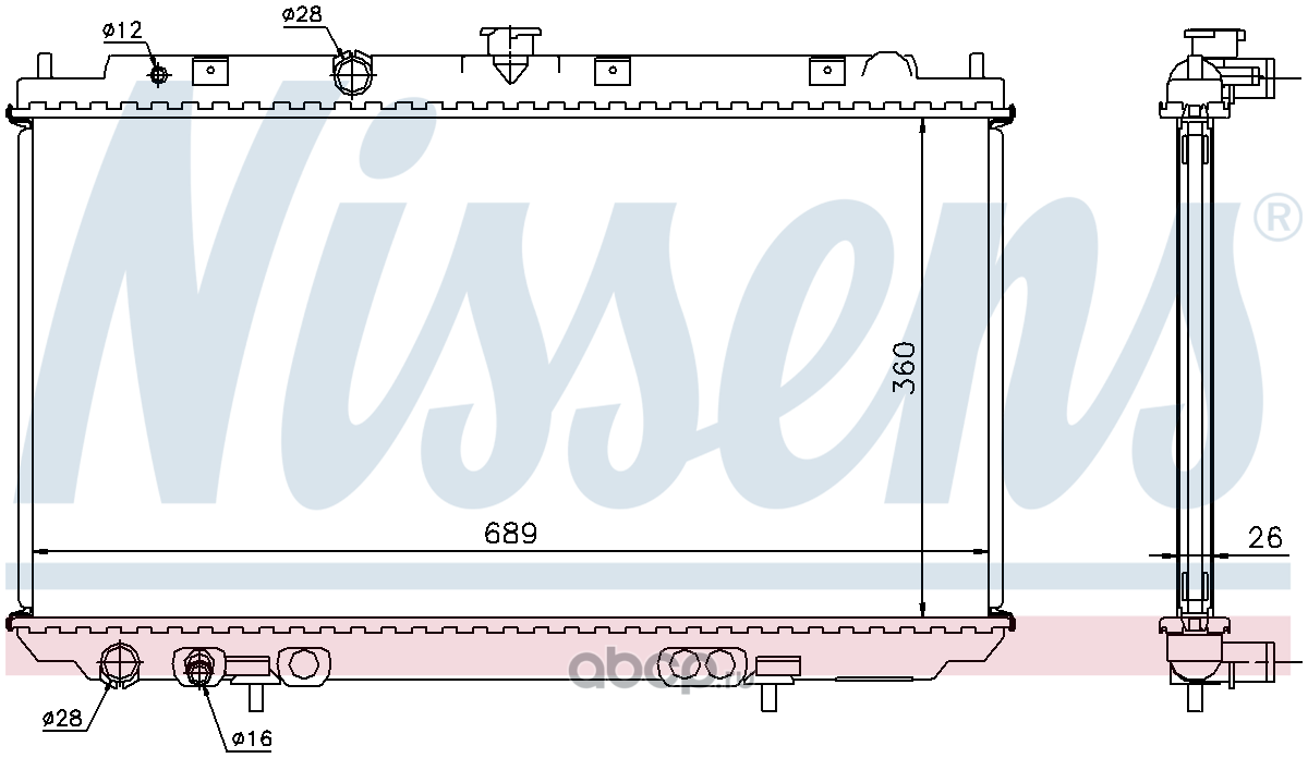 Радиатор охлаждения двигателя nissens