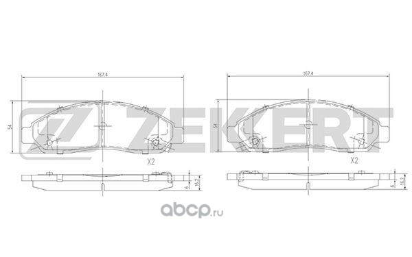Zekkert BS1856 Колодки торм. диск. передн./задн. Isuzu D-Max 02-, Mitsubishi Lancer X 08-