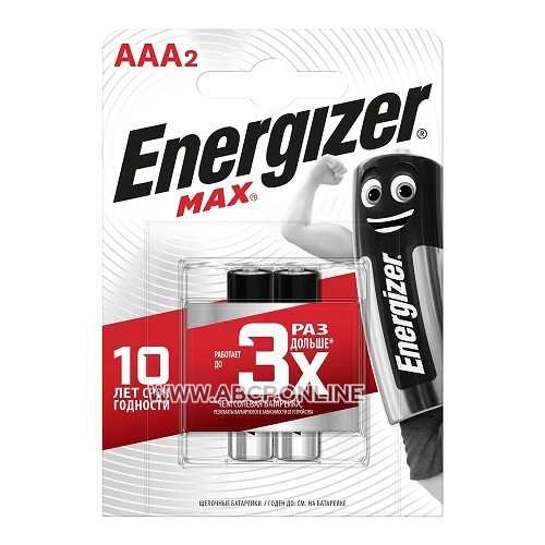 Energizer E300157203 Батарейка алкалиновая MAX AAA 1,5 В упаковка 2 шт.