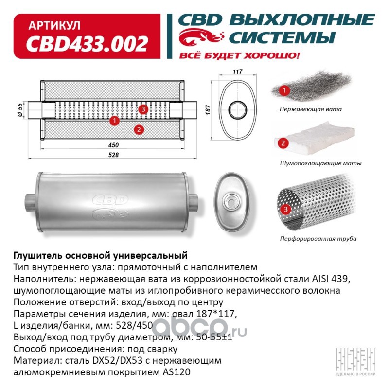 Труба глушителя 55 мм угол