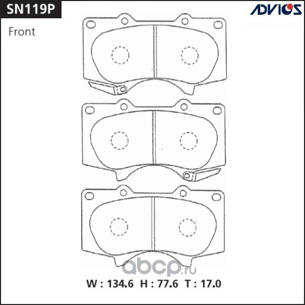 ADVICS SN119P Дисковые тормозные колодки ADVICS