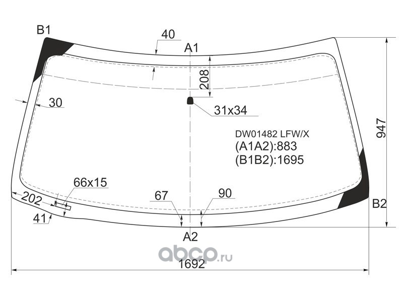 Размер лобового стекла классика