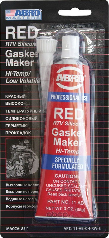 ABRO 11ABCHRWS Герметик силиконовый красный высокотемпературный 85 гр. 11-AB-CH-R